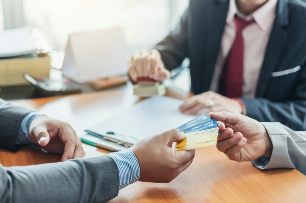 Businessman with credit cards. Payment and spending with credit cards.